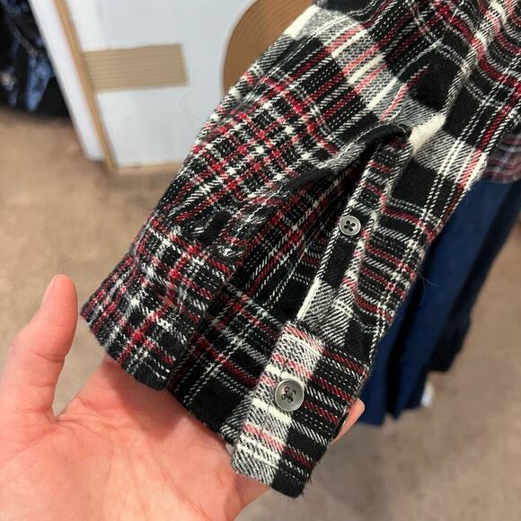 Woolrich Black & Red Cotton Checkered Plaid Print Button Front Long Sleeve Shirt - Picture 7 of 12